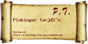 Plakinger Tarján névjegykártya